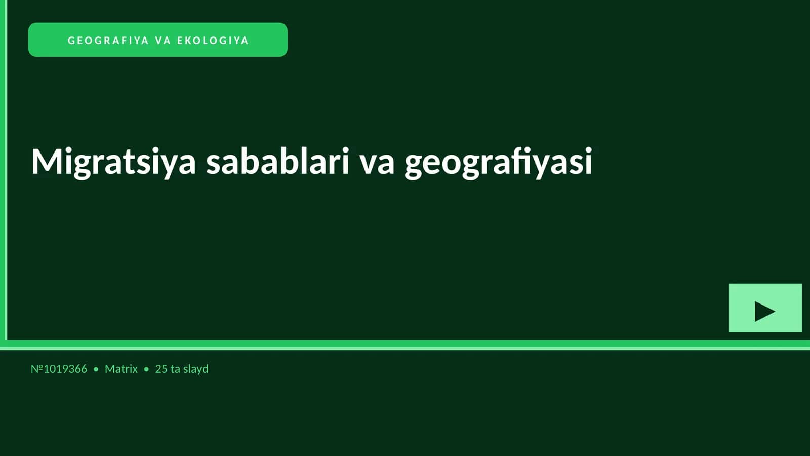 Migratsiya sabablari va geografiyasi