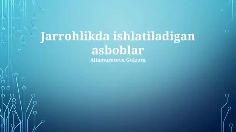 Jarrohlik Asboblarining Sterillash va Tozalash
