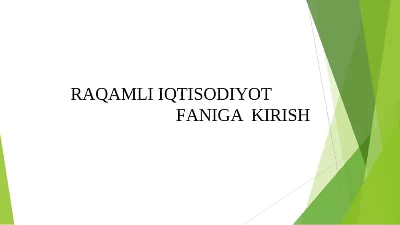 RAQAMLIIQTISODIYOT FANI GAKIRISH