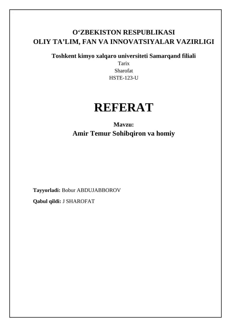 Amir Temur: Ilm-fan, San'at va Me'morchilik Homiysi