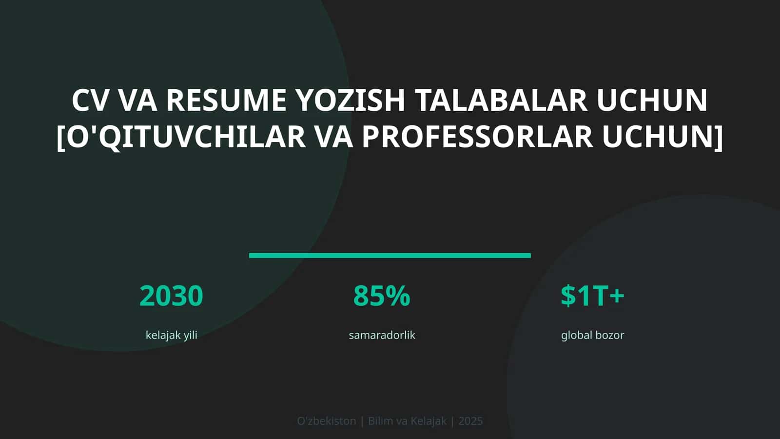 CV va resume yozish talabalar uchun [o'qituvchilar va professorlar uchun]
