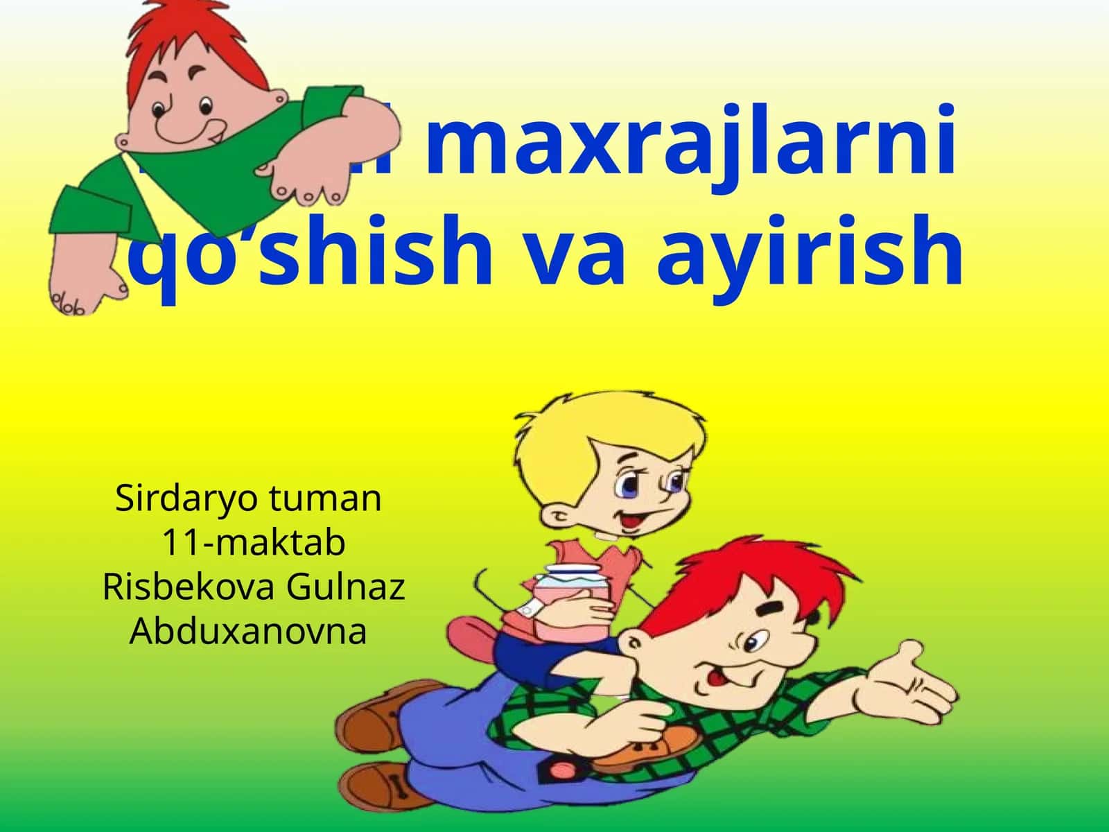 5-sinf Matematika fanidan Bir xil maxrajli kasrlarni qo'shish va ayirish ochiq dars ishlanma