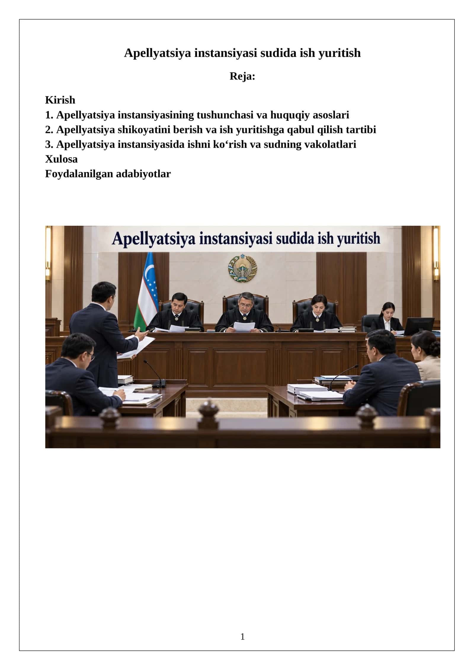 Apellyatsiya instansiyasi sudida ish yuritish