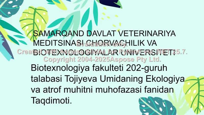 Ekologiya va inson sog‘lig‘i