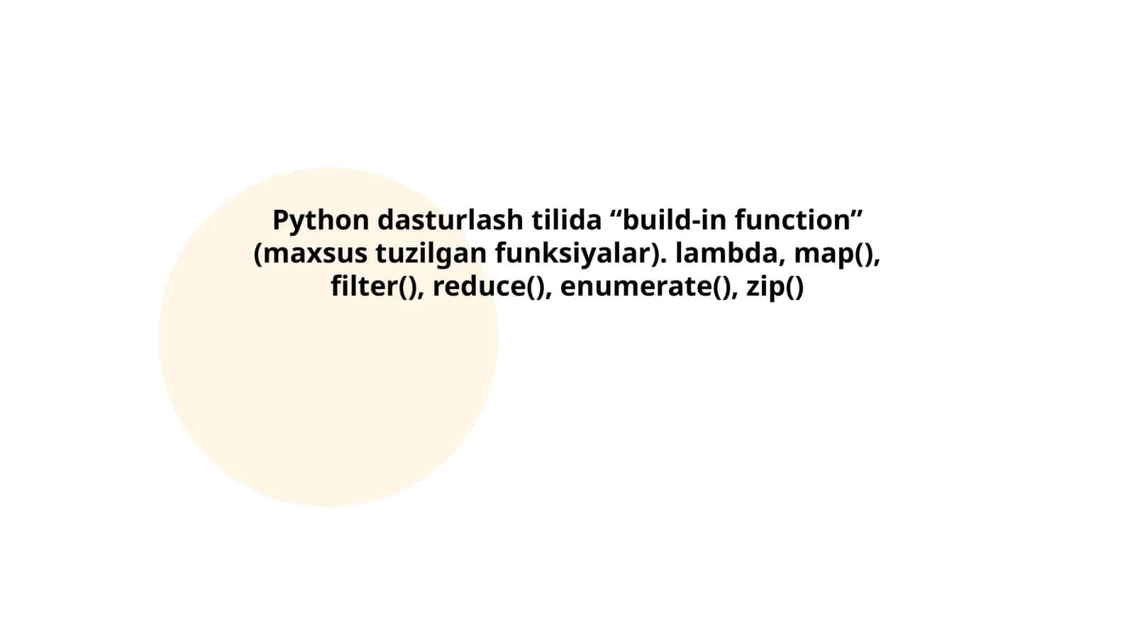Python dasturlash tilida “build-in function” (maxsus tuzilgan funksiyalar)