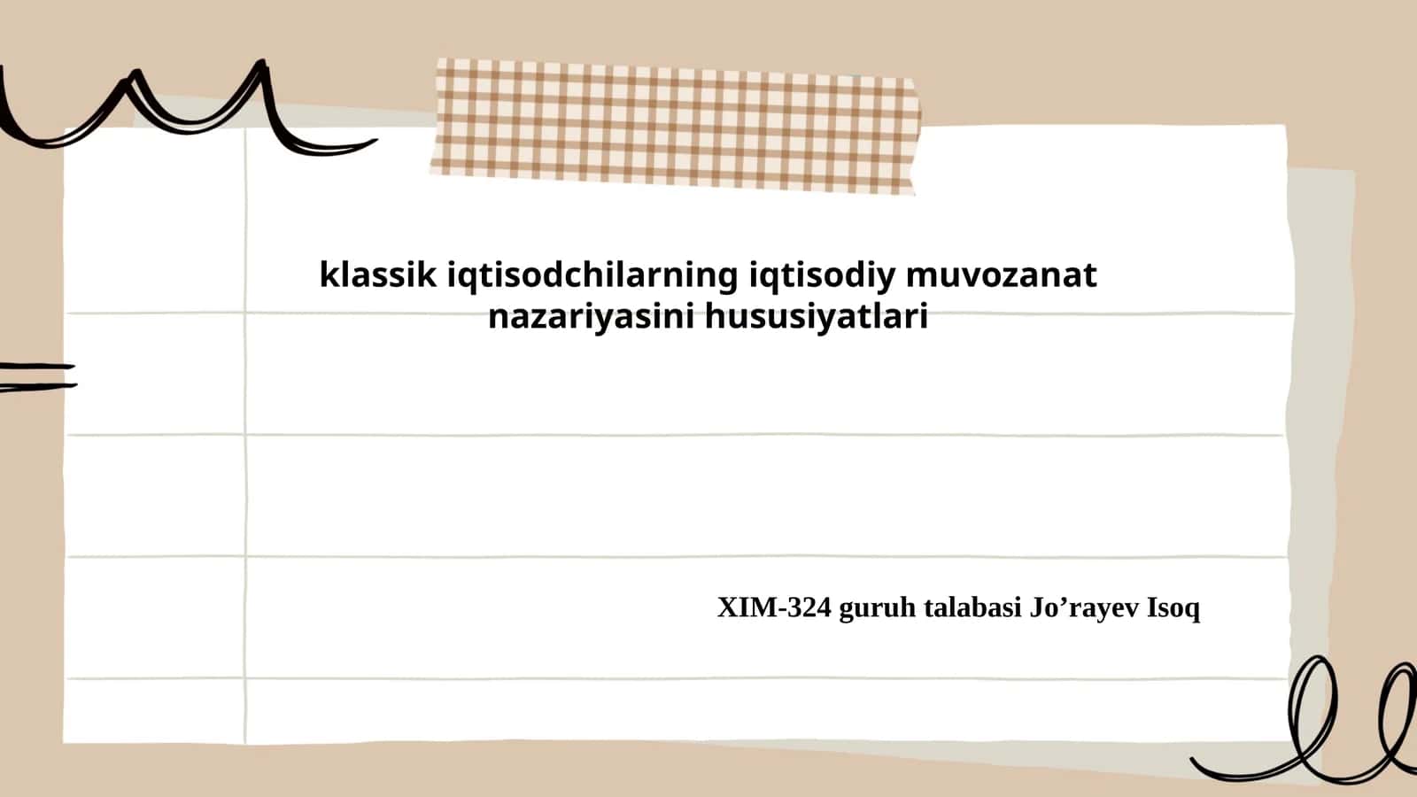 klassik iqtisodchilarning iqtisodiy muvozanat nazariyasini hususiyatlari