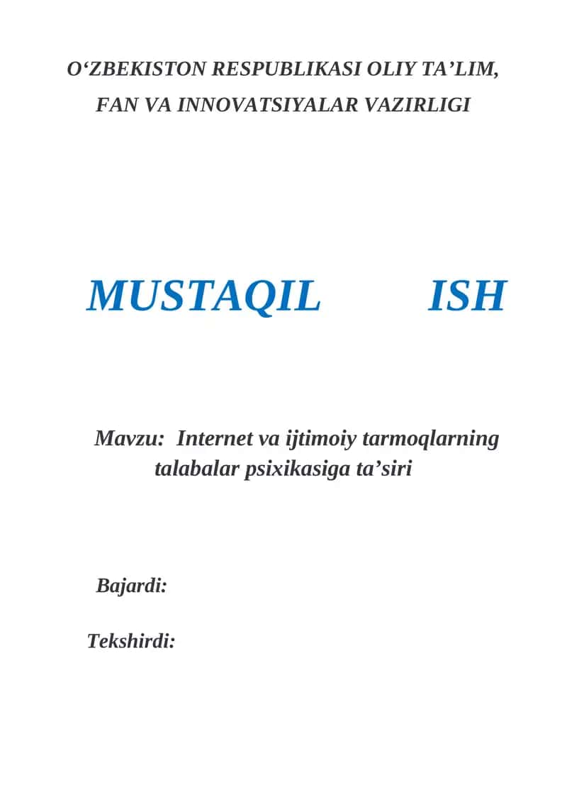 Internet va ijtimoiy tarmoqlarning talabalar psixikasiga taʼsiri