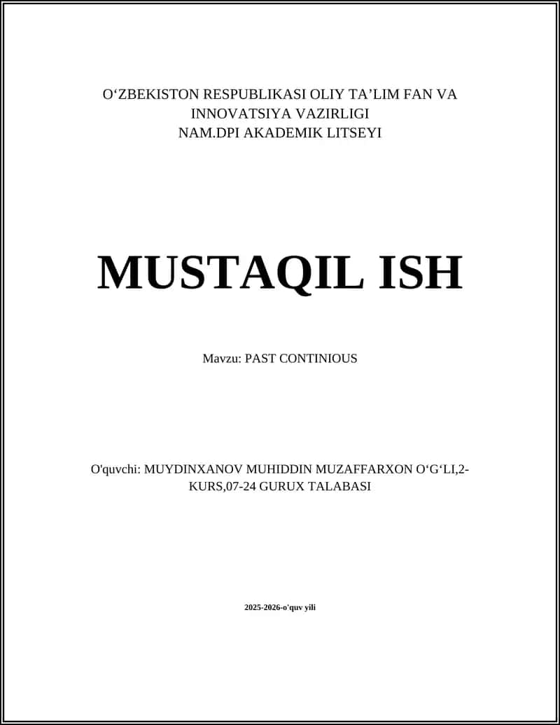 PAST CONTINIOUS