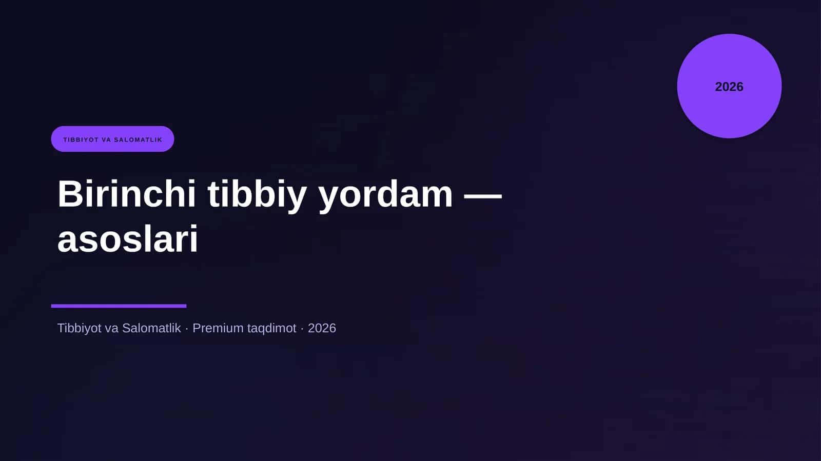 Birinchi tibbiy yordam — asoslari