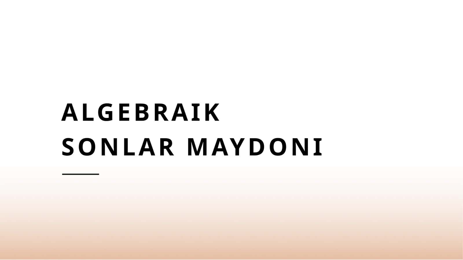 Algebraik sonlar maydoni