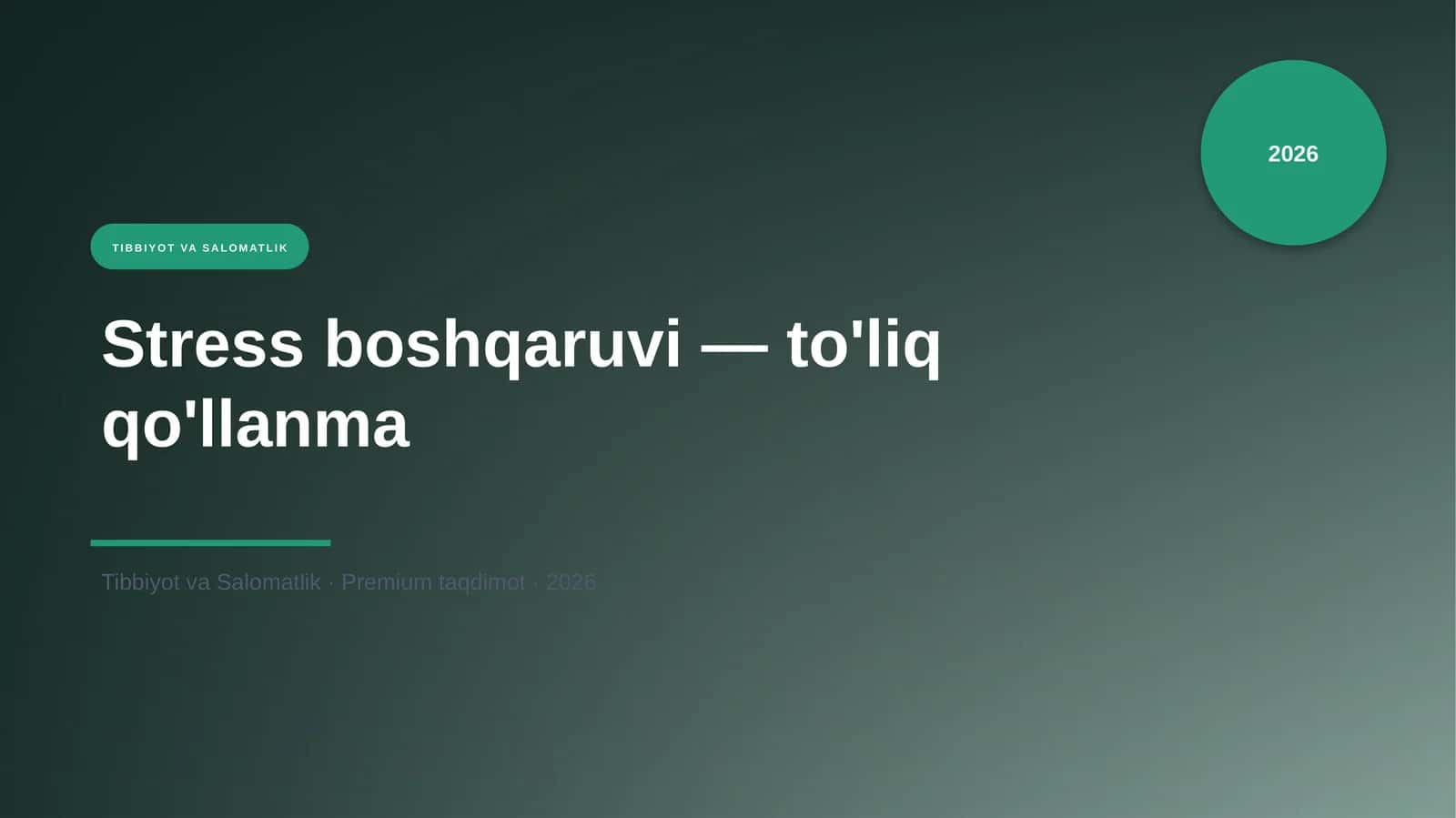 Stress boshqaruvi — to'liq qo'llanma