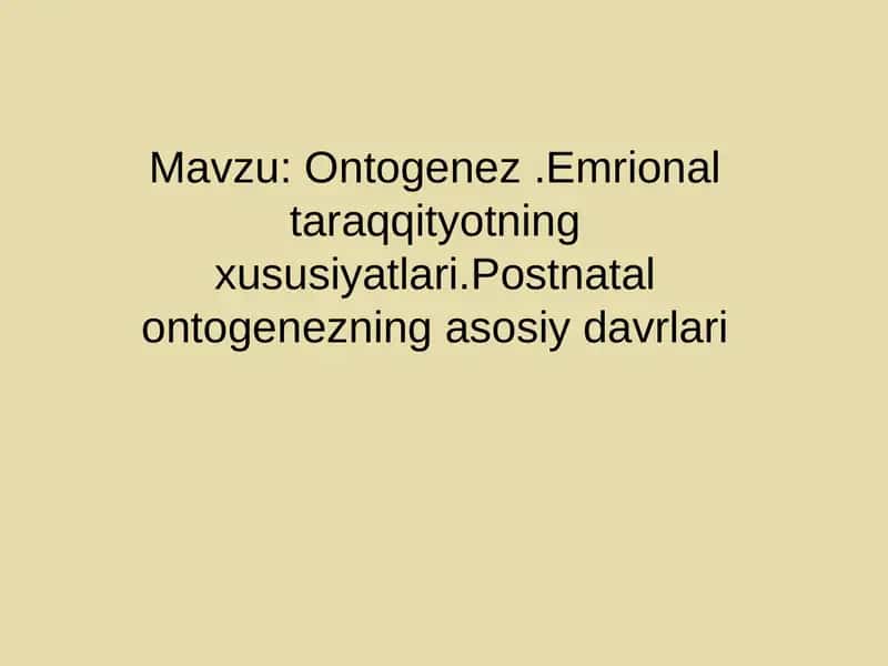 Ontogenez
