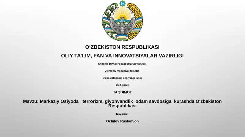 Markaziy Osiyoda terrorizm, giyohvandlik odam savdosiga kurashda O‘zbekiston Respublikasi