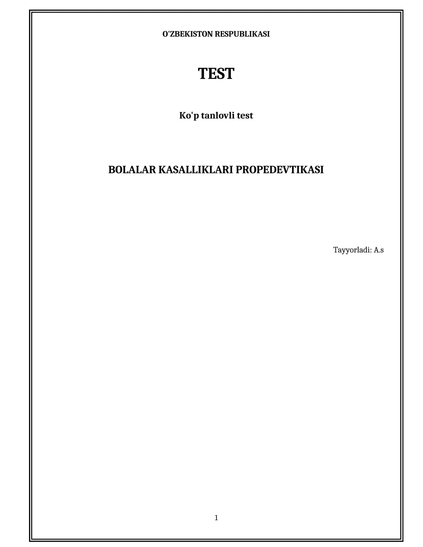Bolalar kasalliklari propedevtikasi