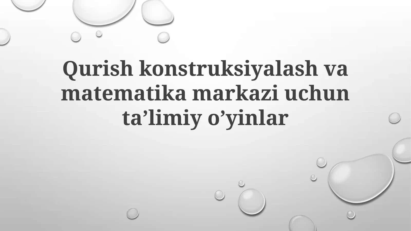 Qurilish va matematika markazi uchun ta'limiy o'yinlar