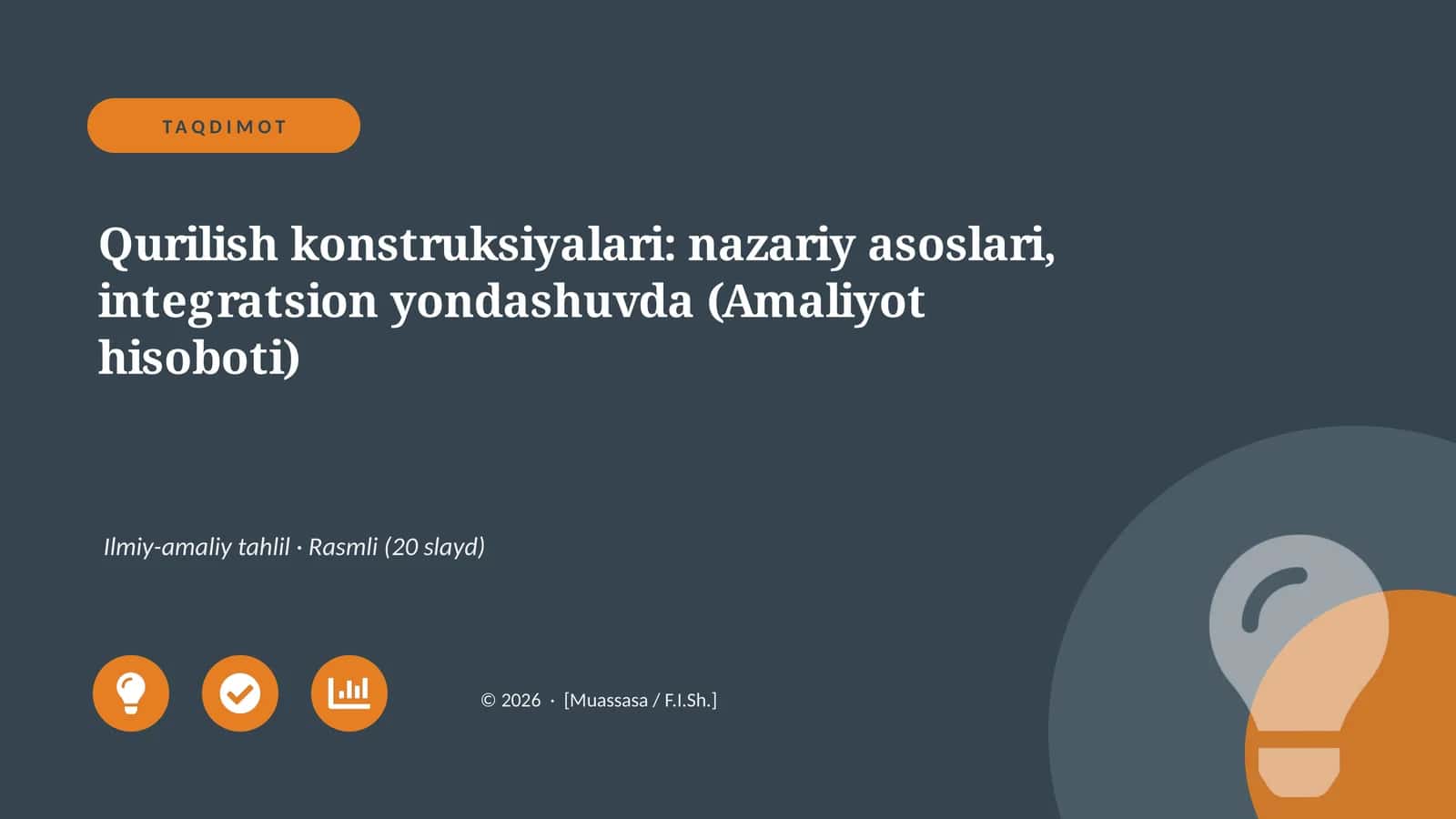 Qurilish konstruksiyalari: nazariy asoslari, integratsion yondashuvda (Amaliyot hisoboti)
