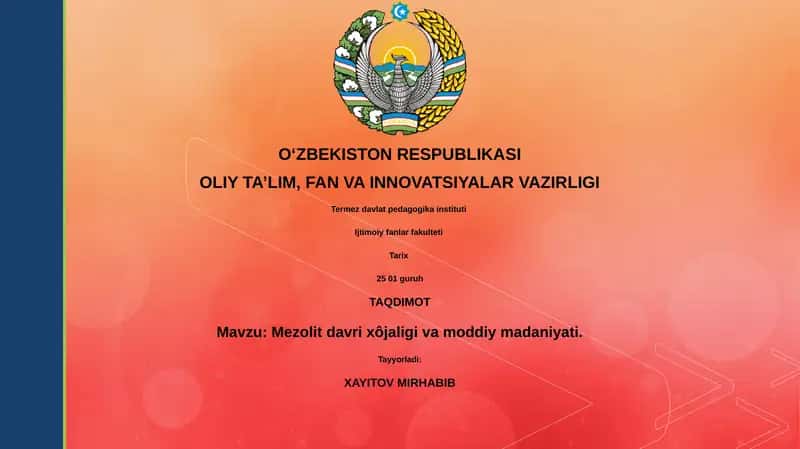 Mezolit davri xôjaligi va moddiy madaniyati