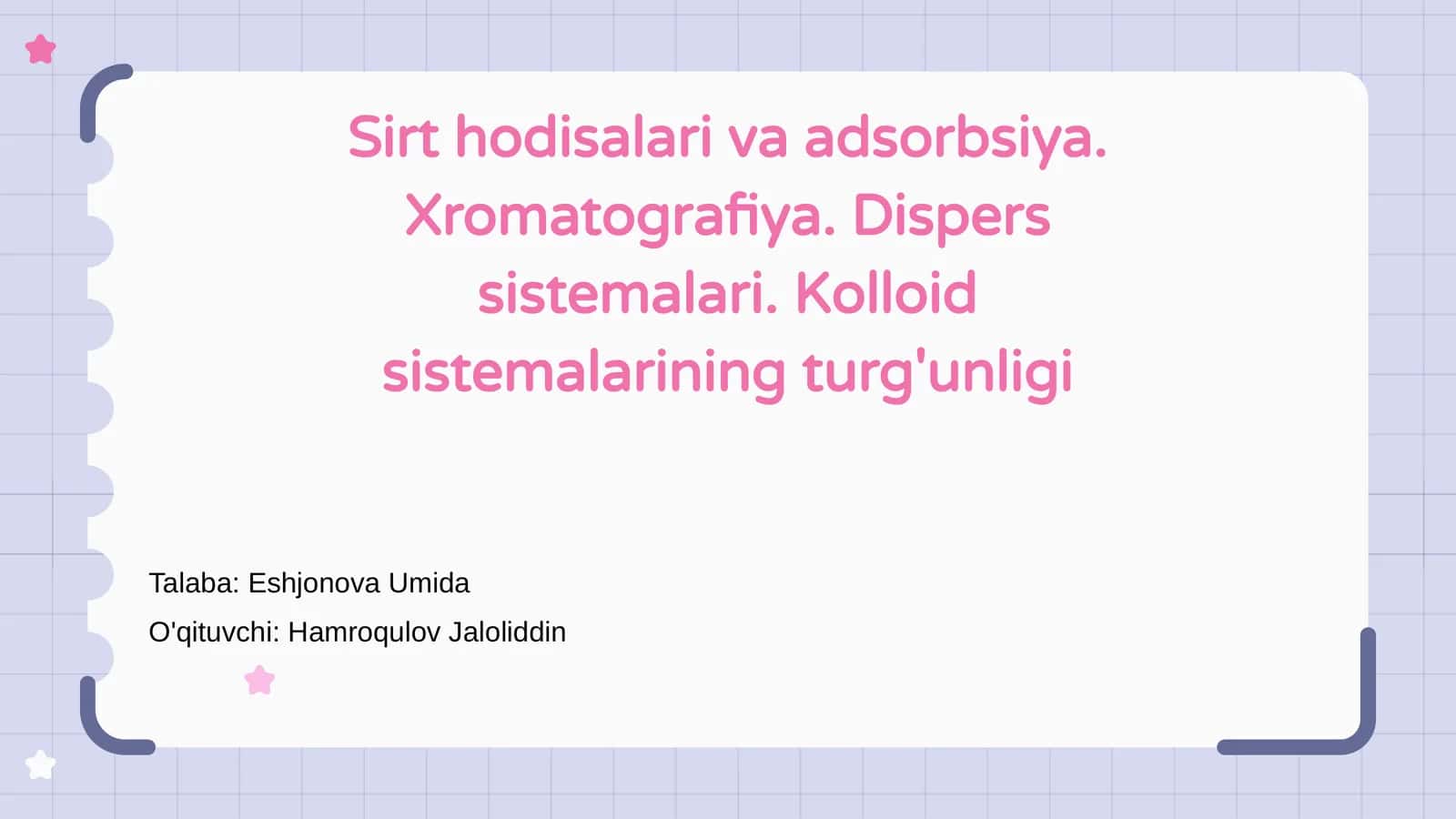 Sirt hodisalari va adsorbsiya
