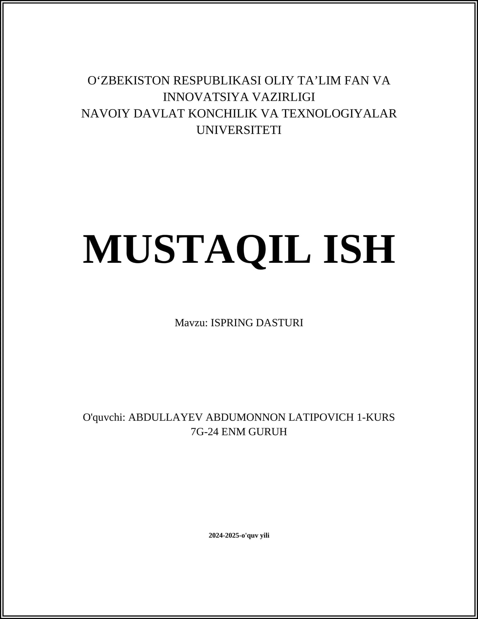iSpring DASTURI