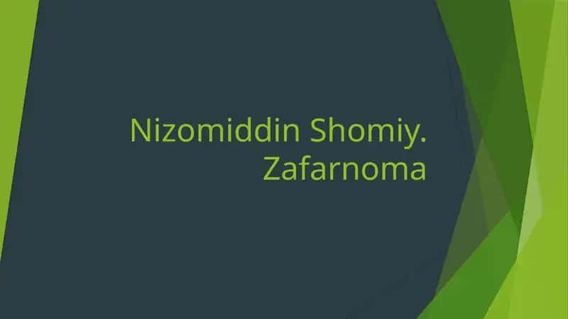 Nizomiddin Shomiy. Zafarnoma