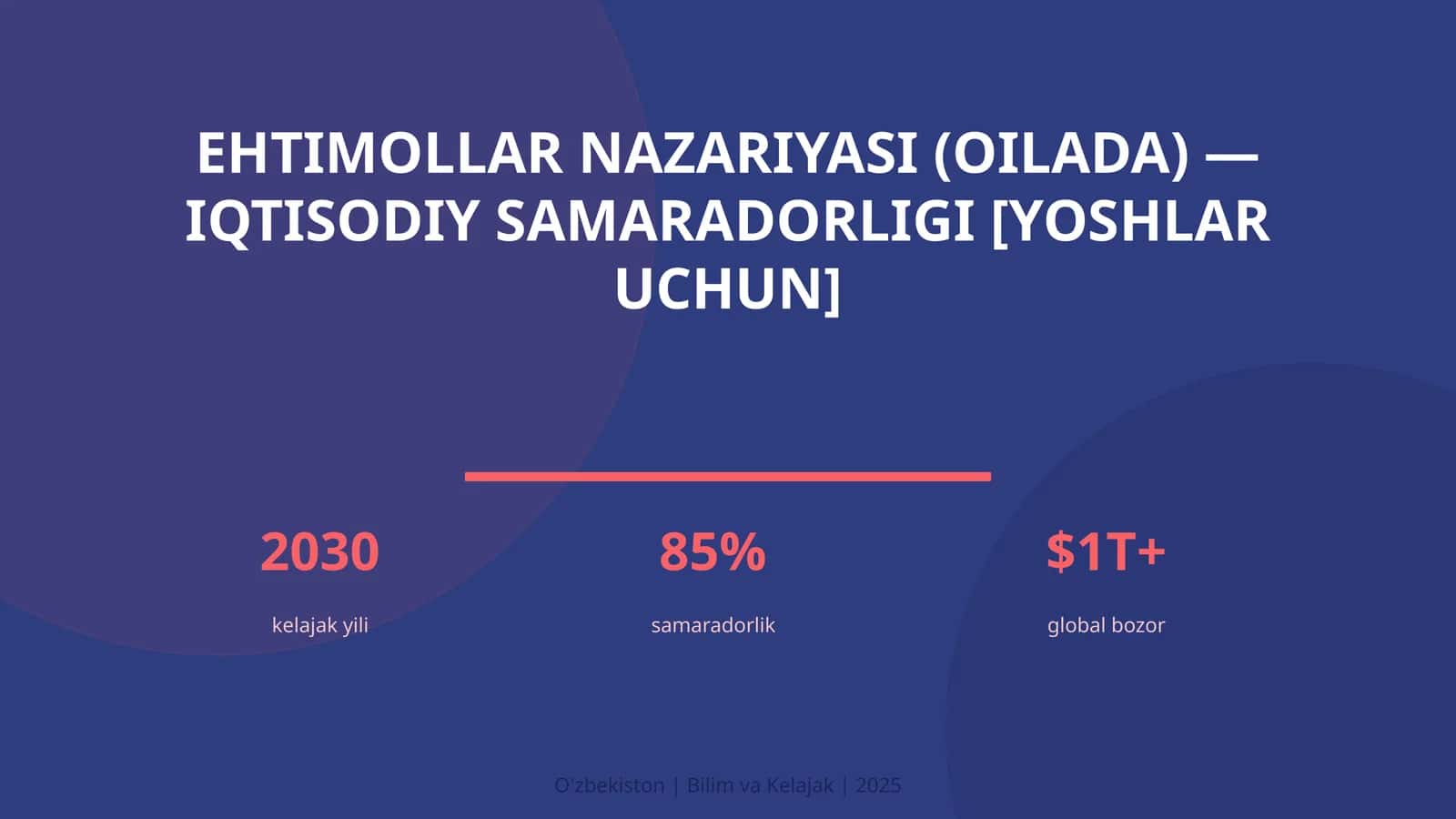 Ehtimollar nazariyasi (oilada) - iqtisodiy samaradorligi [yoshlar uchun]