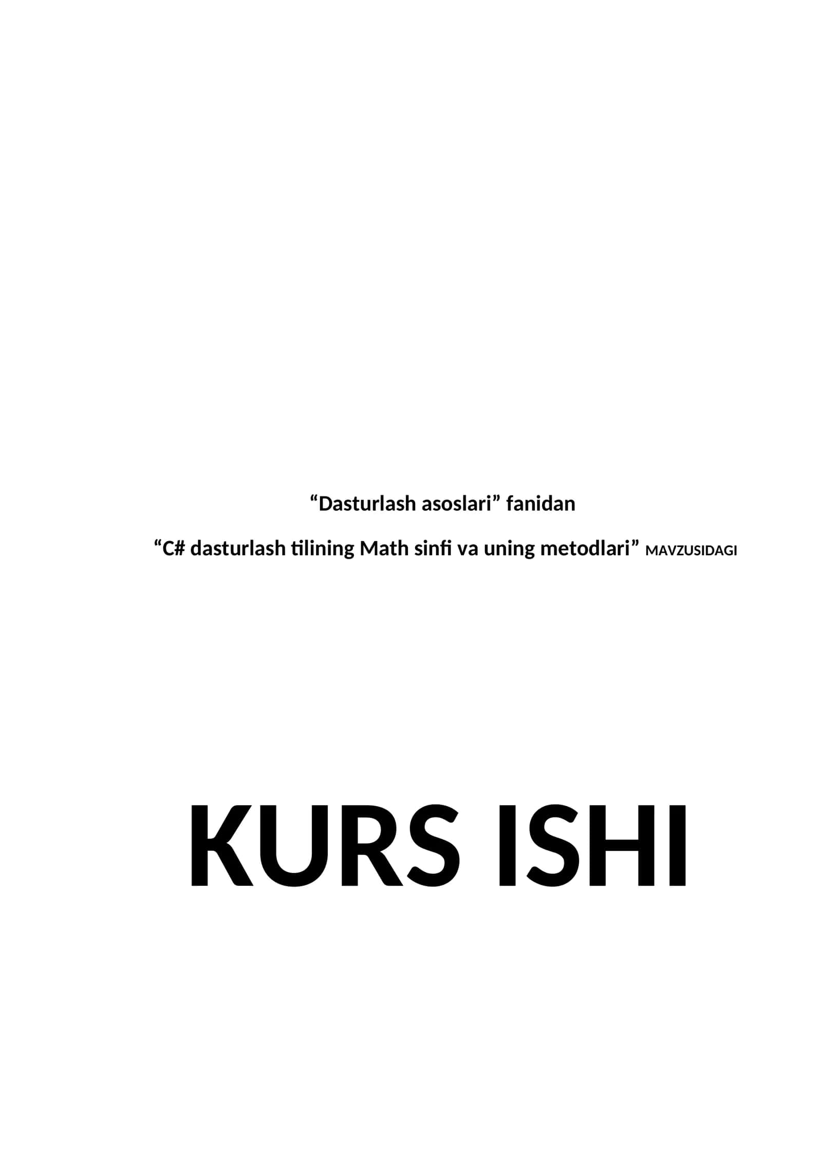 C# dasturlash tilining Math sinfi va uning metodlari