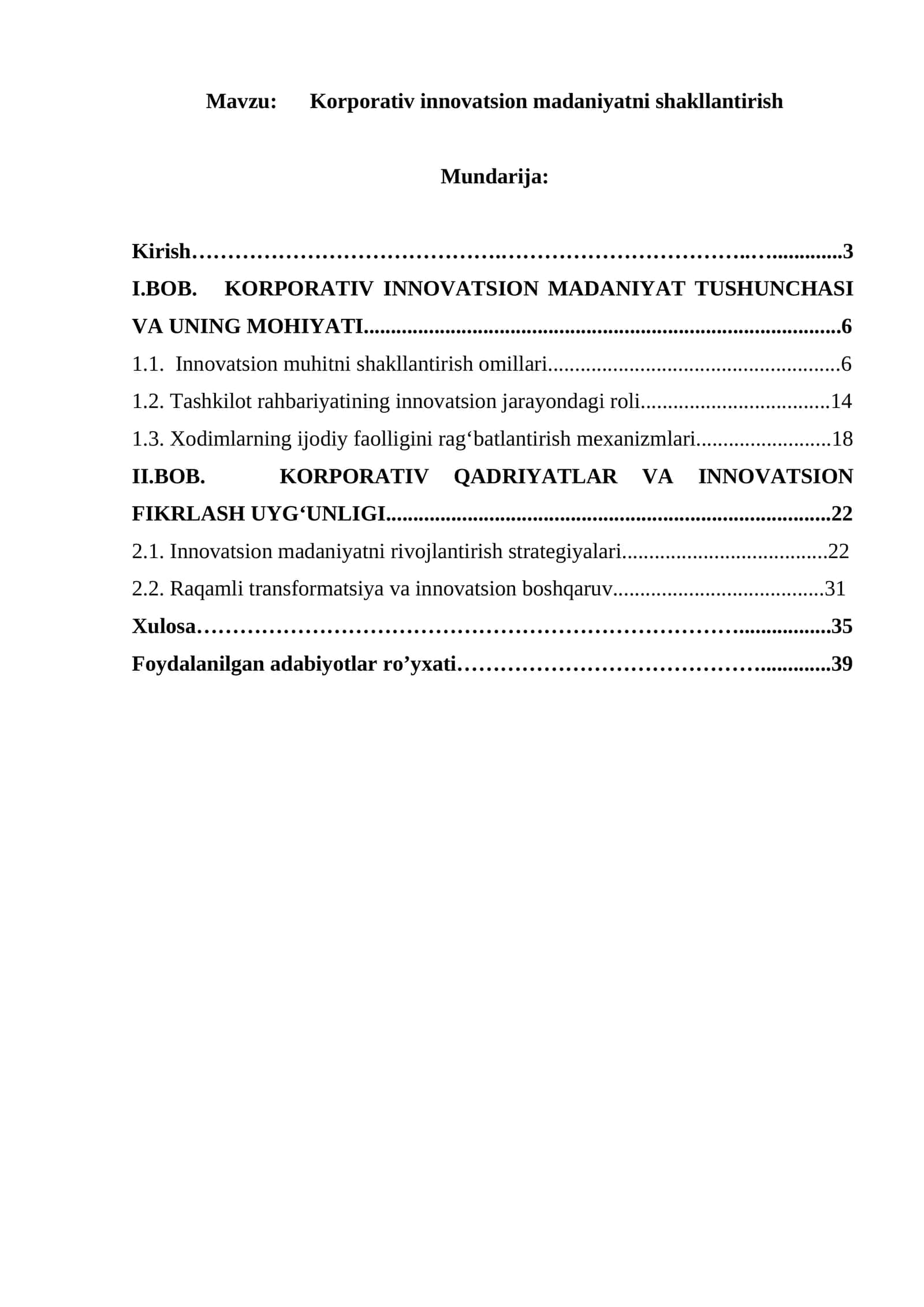 Korporativ innovatsion madaniyatni shakllantirish
