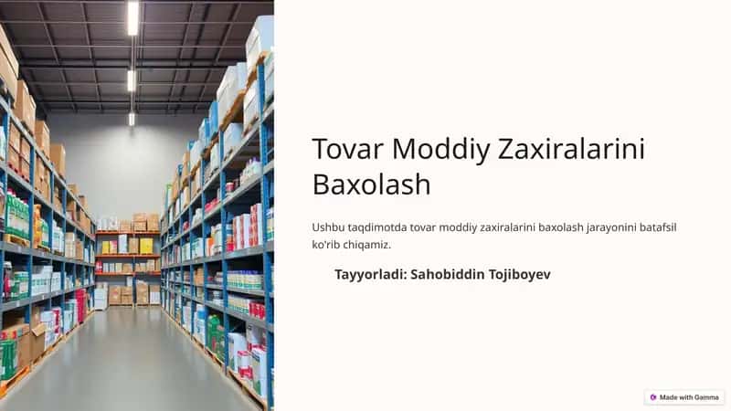 Moddiy Zaxiralarini Baxolash