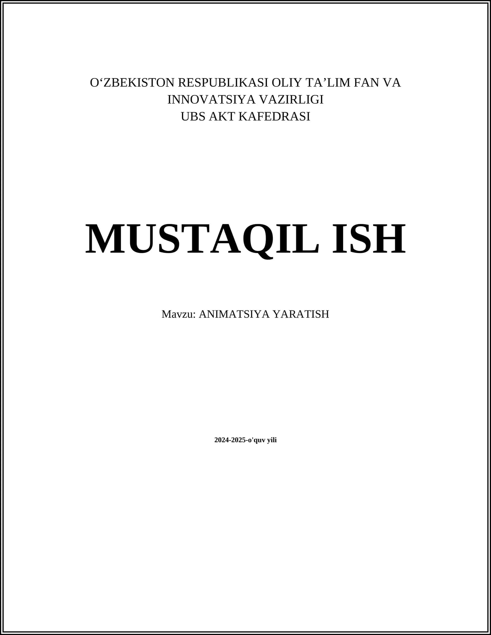 ANIMATSIYA YARATISH