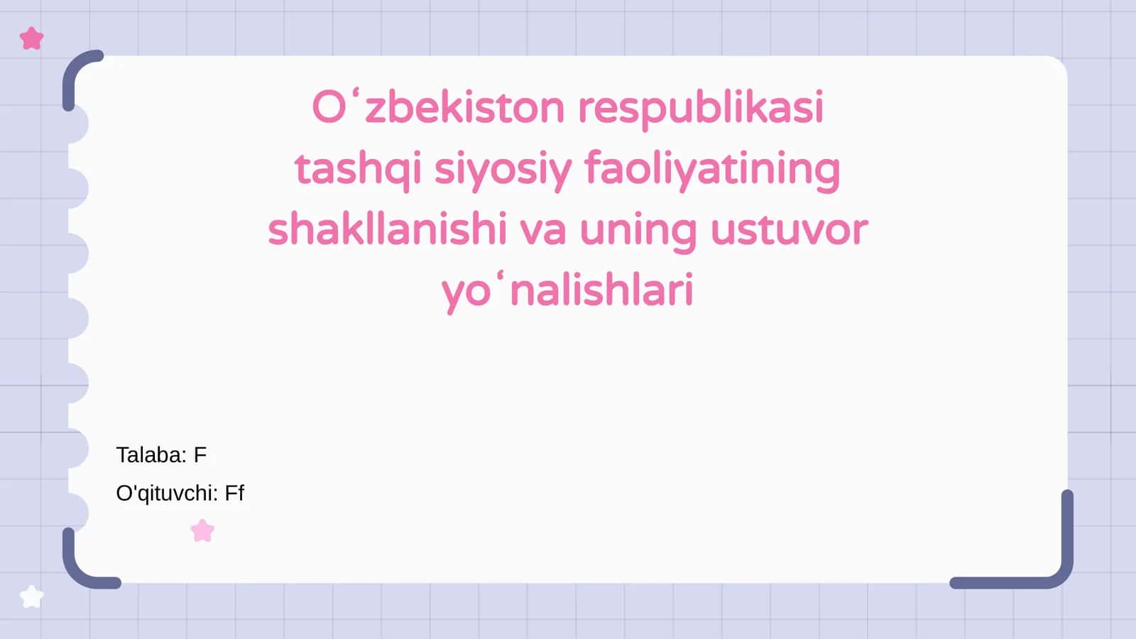 Oʻzbekiston respublikasi tashqi siyosiy faoliyatining shakllanishi va uning ustuvor yoʻnalishlari