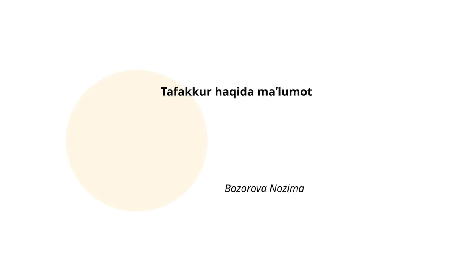 Tafakkur haqida maʼlumot Bozorova Nozima