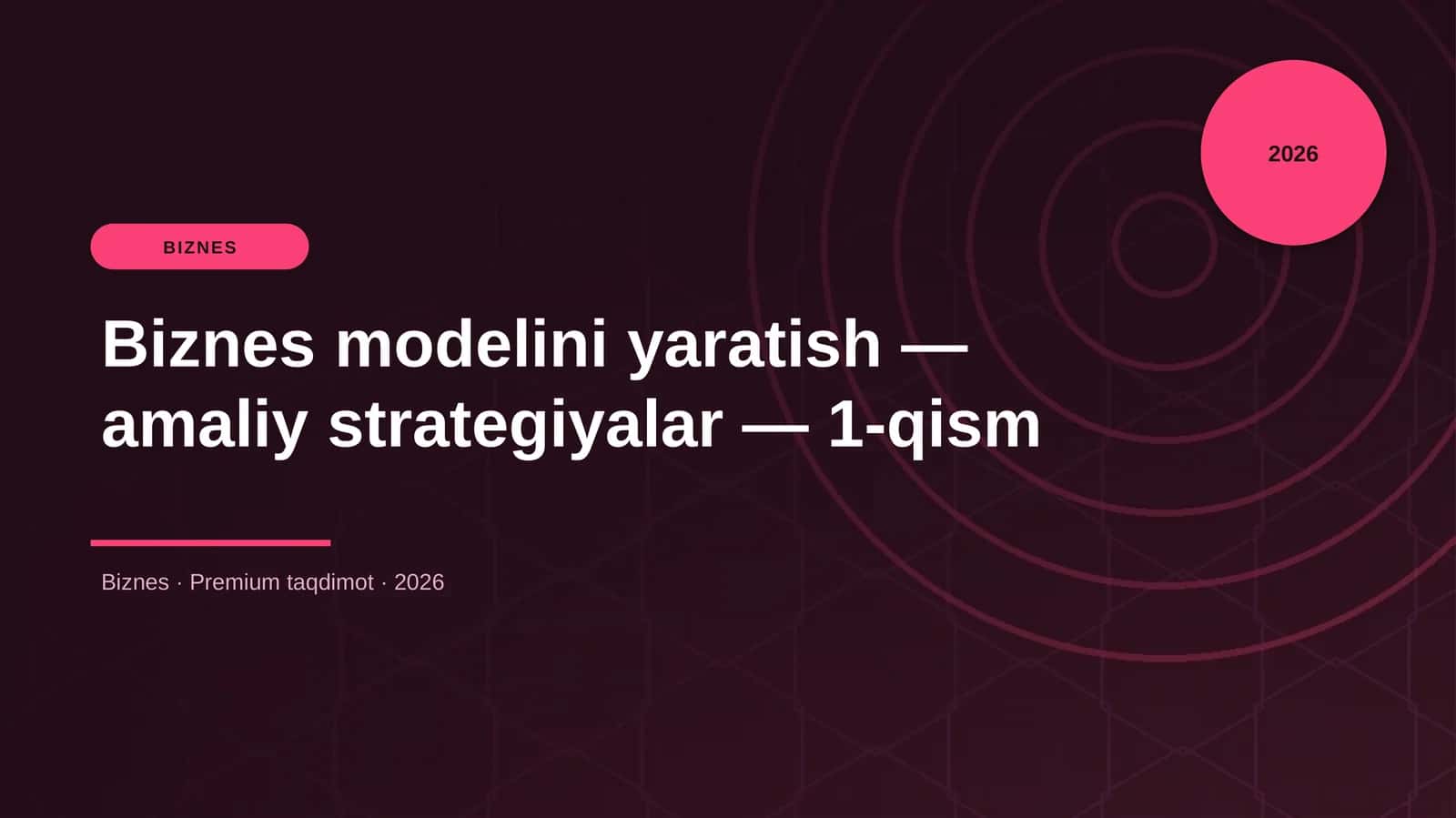 Biznes modelini yaratish — amaliy strategiyalar — 1-qism