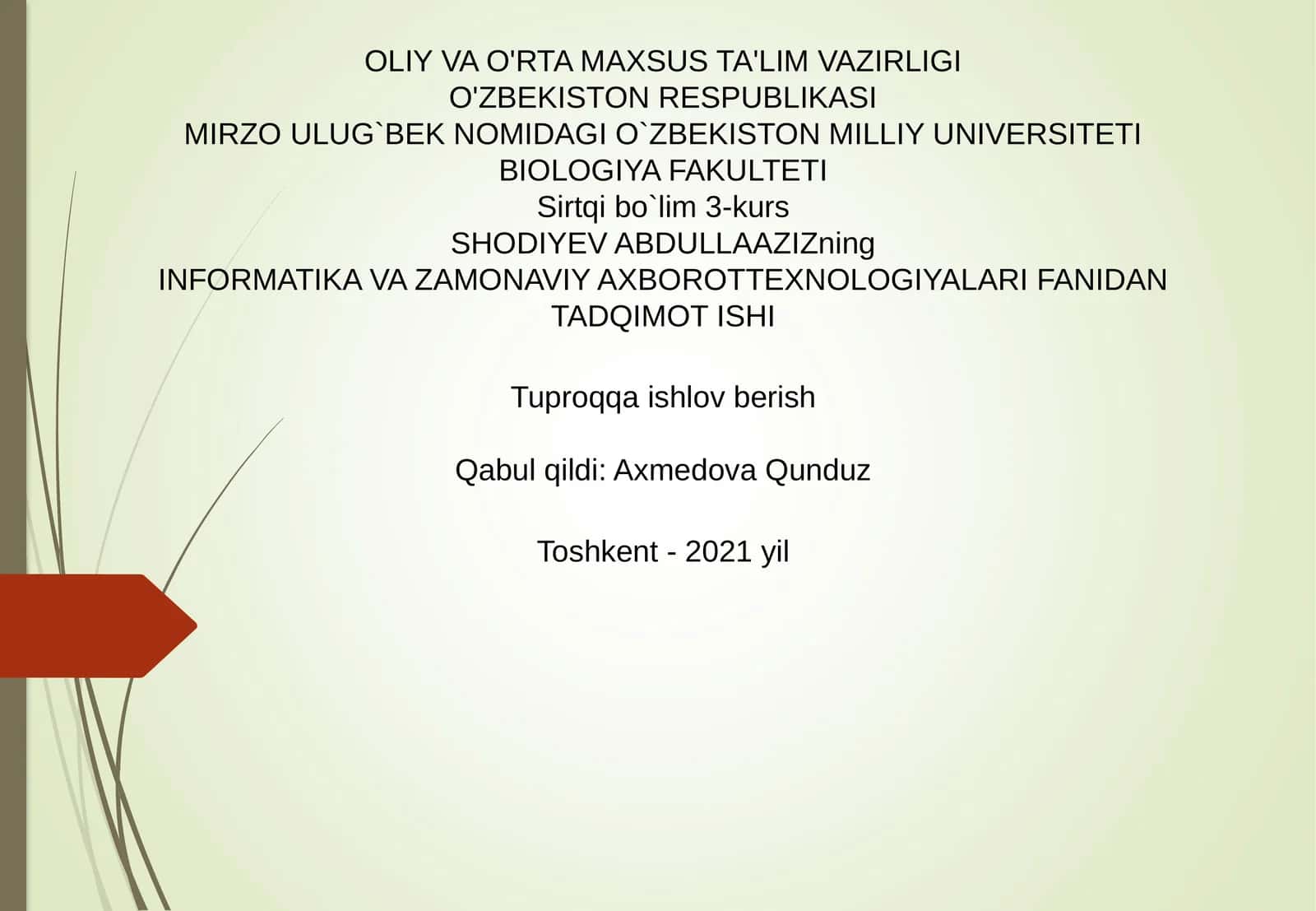 Tuproqqa ishlov berishning resurs tejamkor usuli