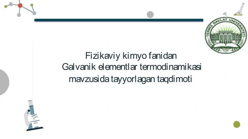 Galvanik elementlar termodinamikasi