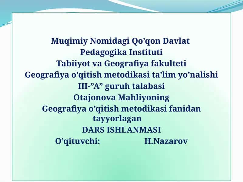 DARS ISHLANMASI