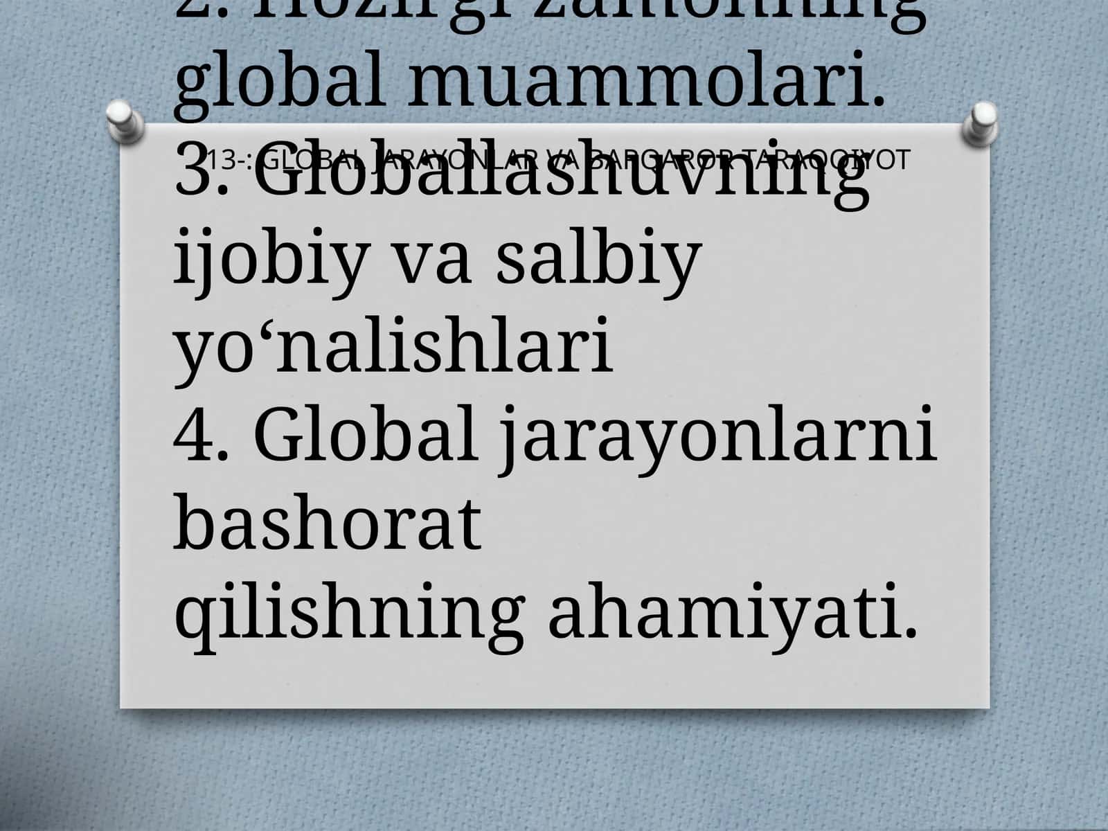 Global va Globallashuv Tushunchalari