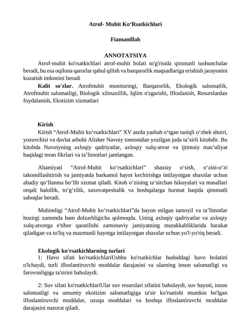 Atrof-Muhit koʻrsatkichlari