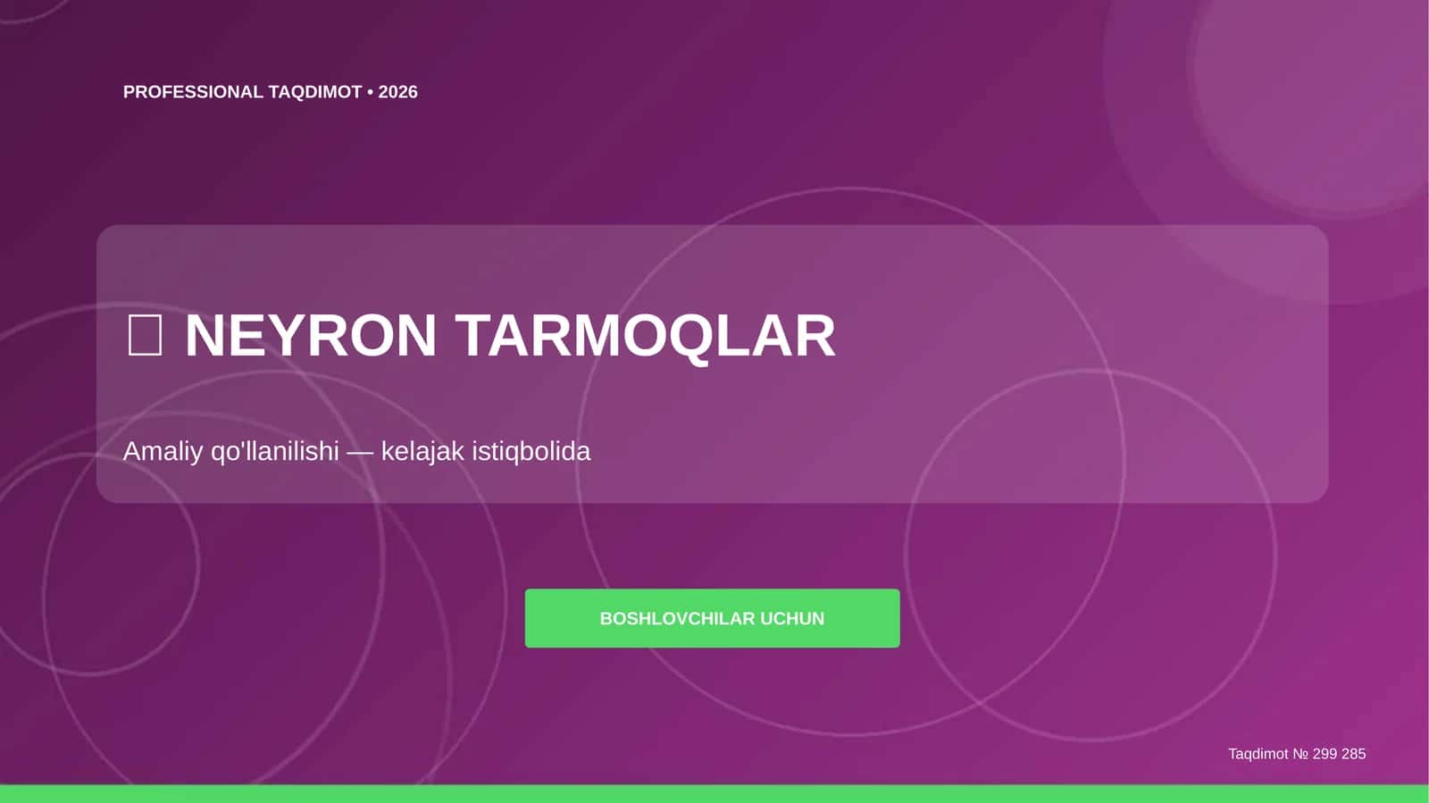Neyron tarmoqlar: amaliy qo'llanilishi