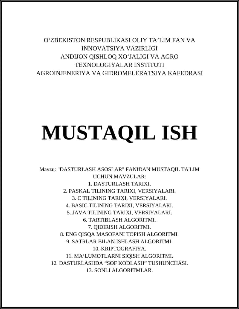 DASTURLASH ASOSLAR