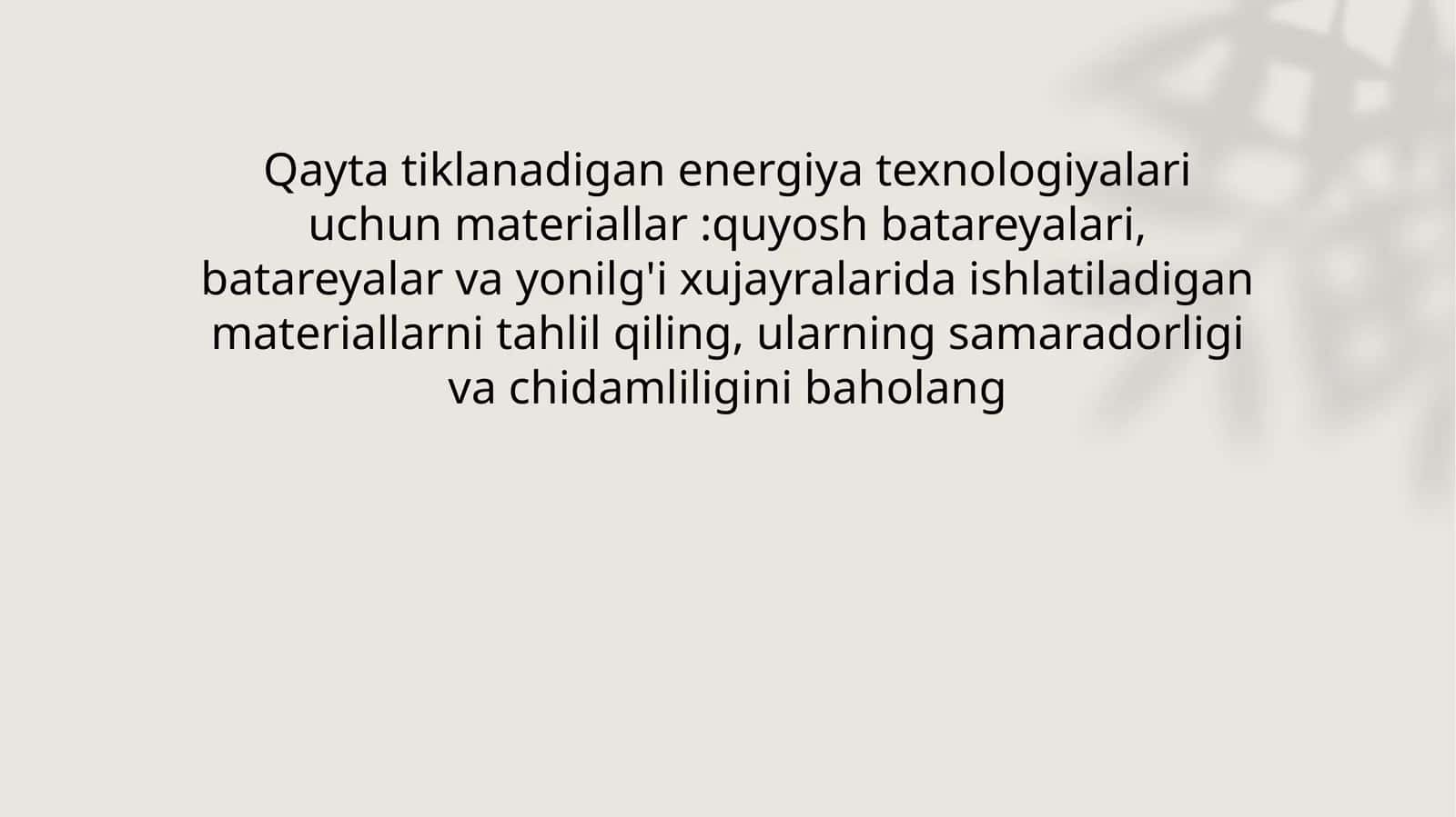 Quyosh batareyalari uchun malumot to'plash
