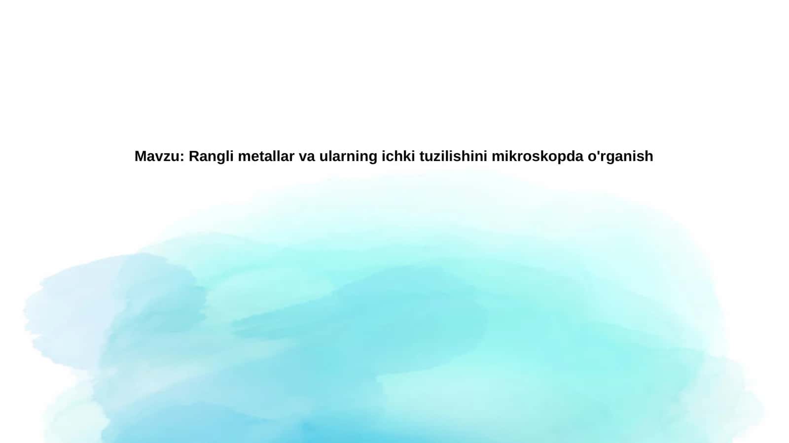 Ranglimetallar va ularning ichki tuzilishi