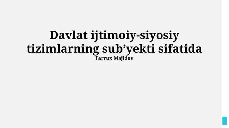 Davlat va Fuqarolik Jamiyati O'rtasidagi Munosabatlar