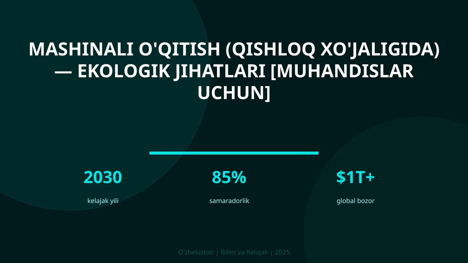 Mashinali o'qitish (qishloq xo'jaligida) — ekologik jihatlari [muhandislar uchun]