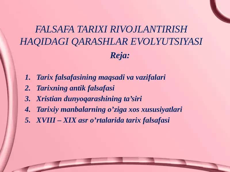 FALSAFA TARIXI RIVOJLANTIRISH HAQIDAGI QARASHLAR EVOLYUTSIYASI