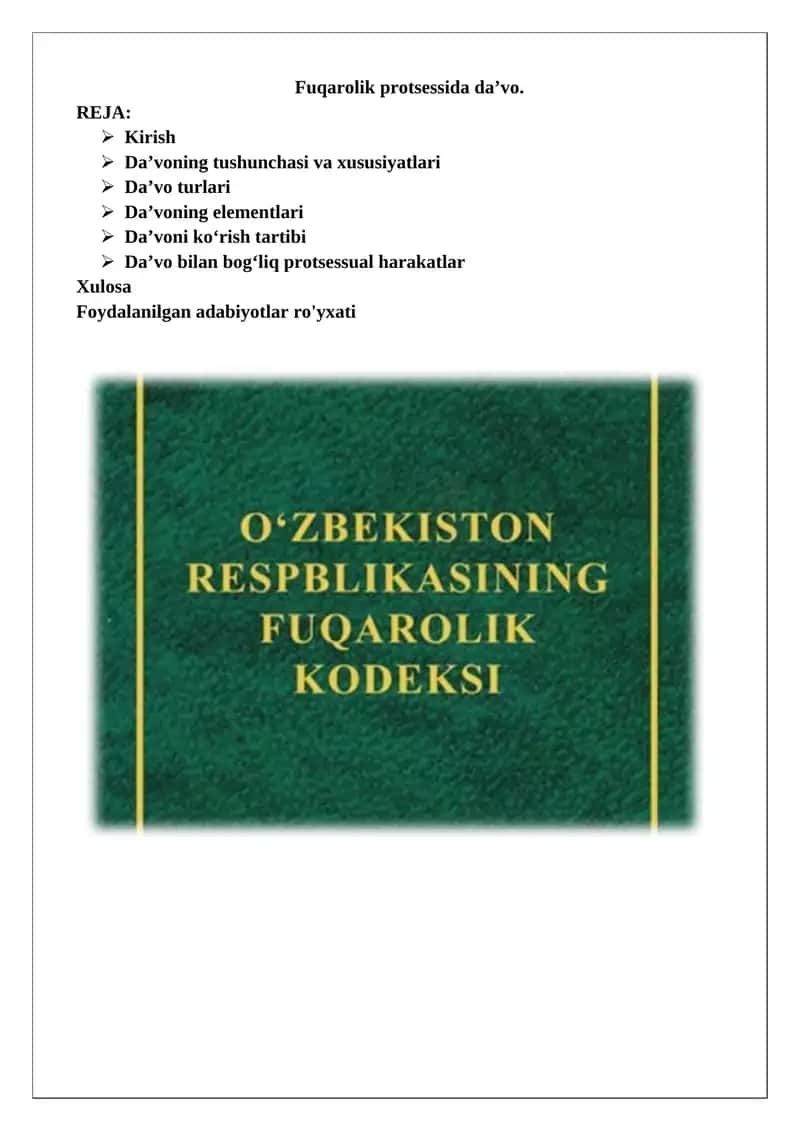 Fuqarolik protsessida da’vo