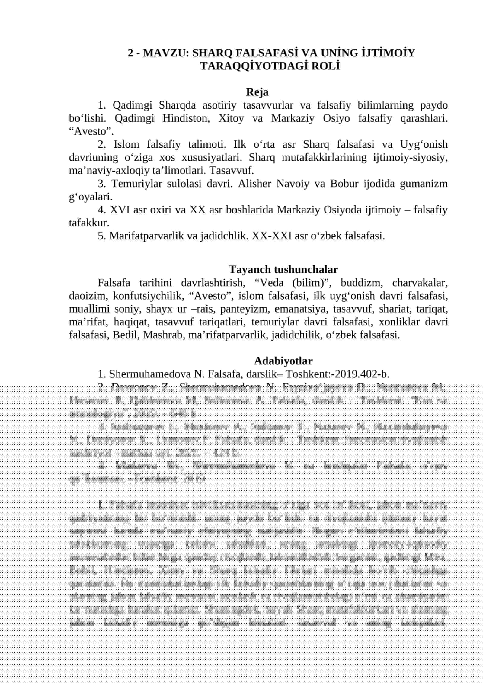 SHARQ FALSAFASİ VA UNİNG İJTİMOİY TARAQQİYOTDAGİ ROLİ