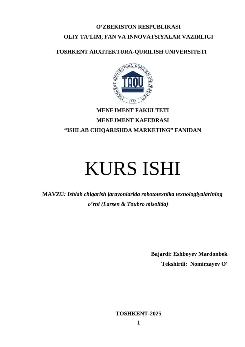 Ishlab chiqarishda markenting