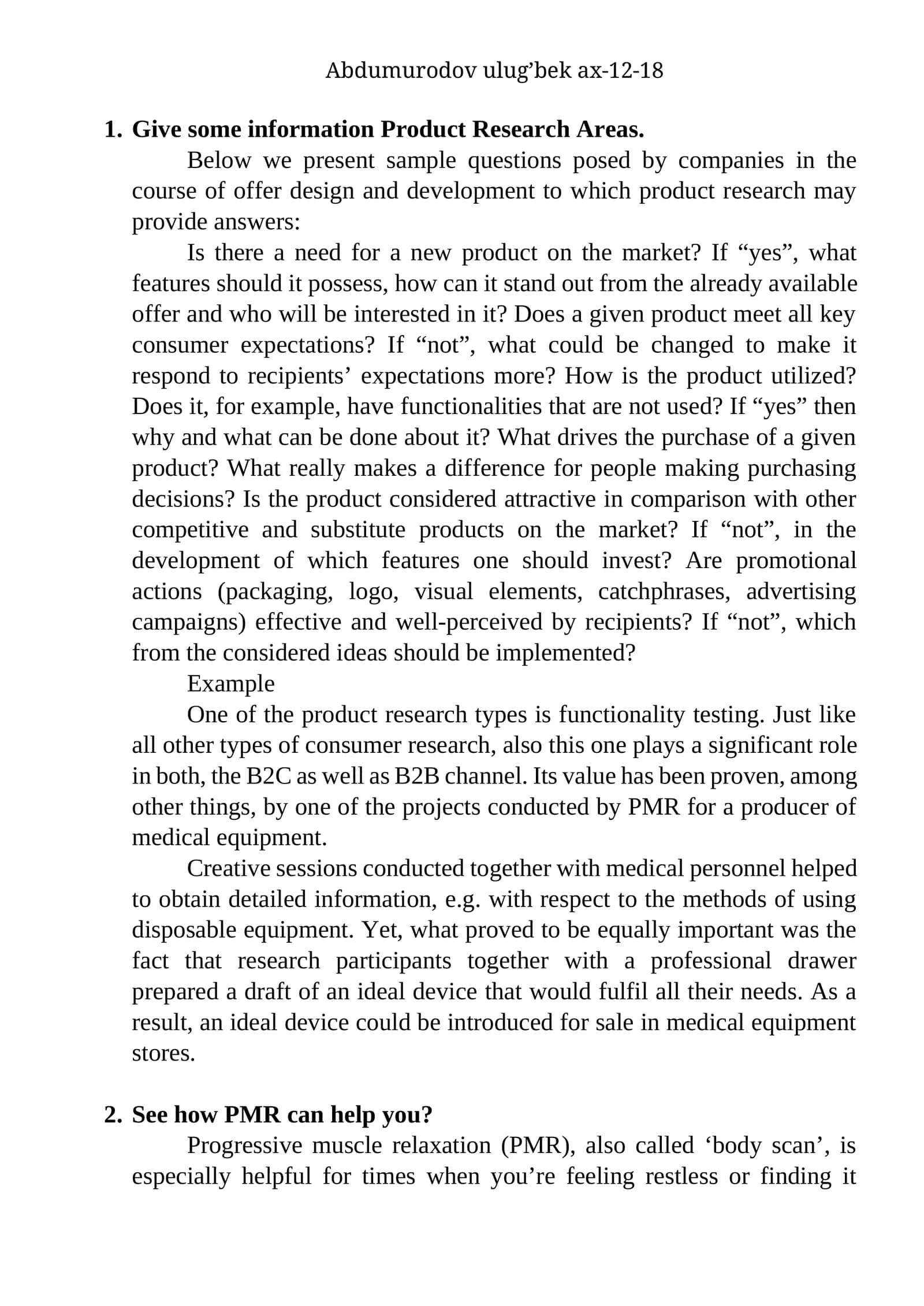 Product Research Areas