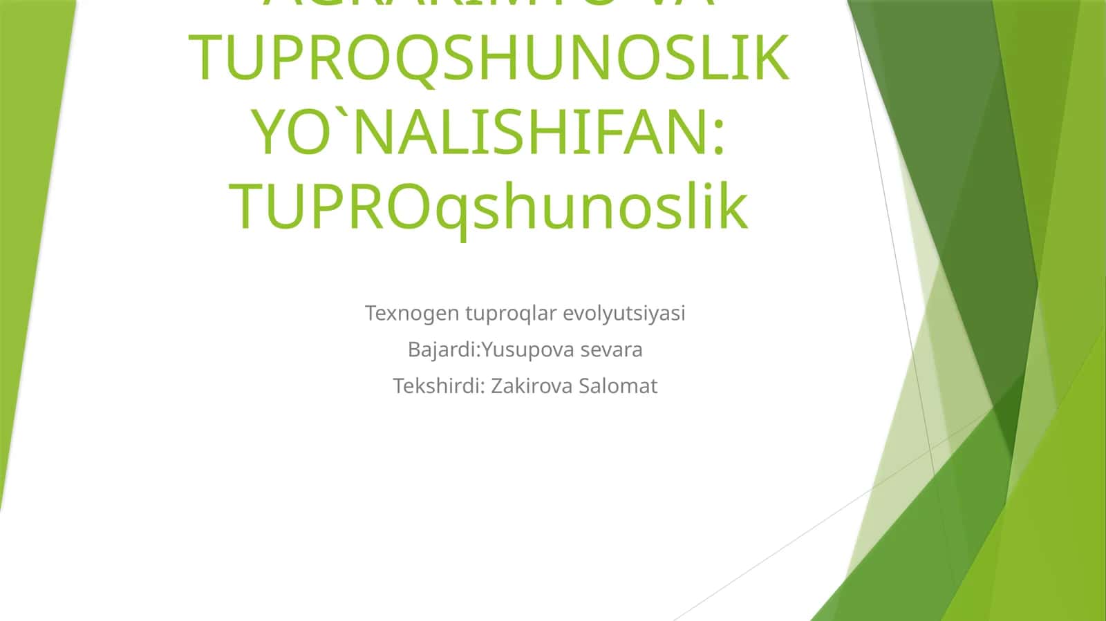 Texnogen tuproqlar evolyutsiyasi