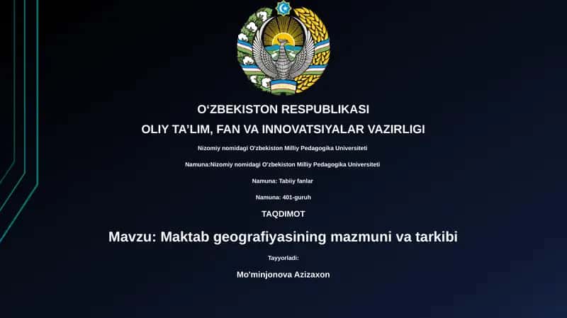 Maktab geografiyasining mazmuni va tarkibi